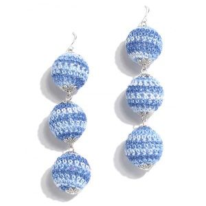 Blue Knit Earrings